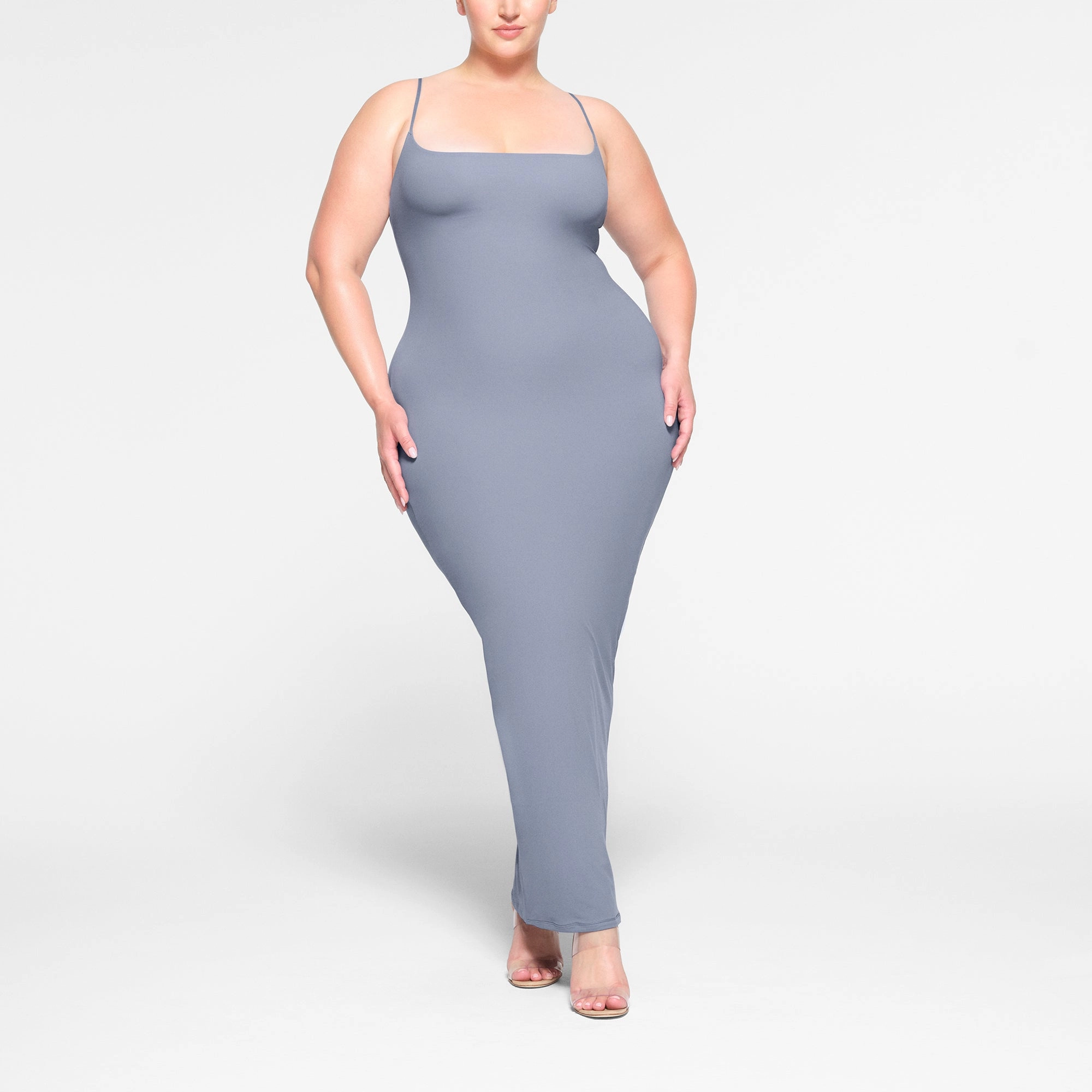 SKIMS FITS EVERYBODY LONG SLIP DRESS SLATE