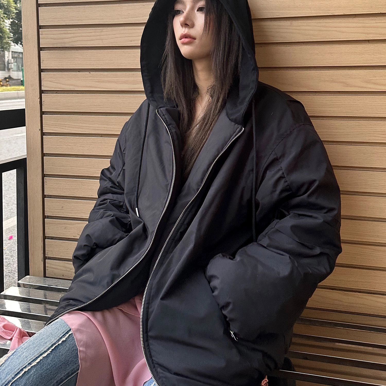 佐贝卡 新款气质休闲通勤棉服 女款 黑色