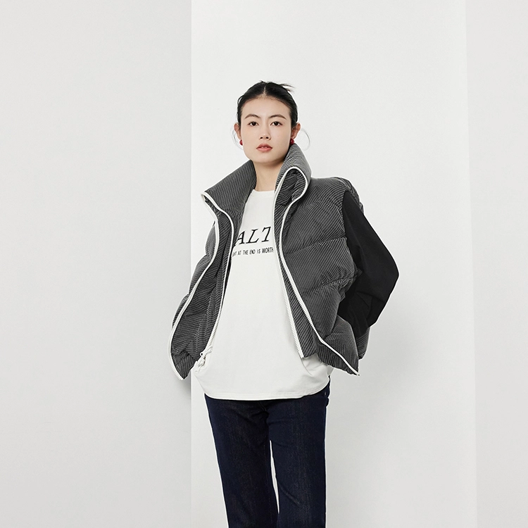美洋 拉链立领街头羽绒服 女款 岩石灰