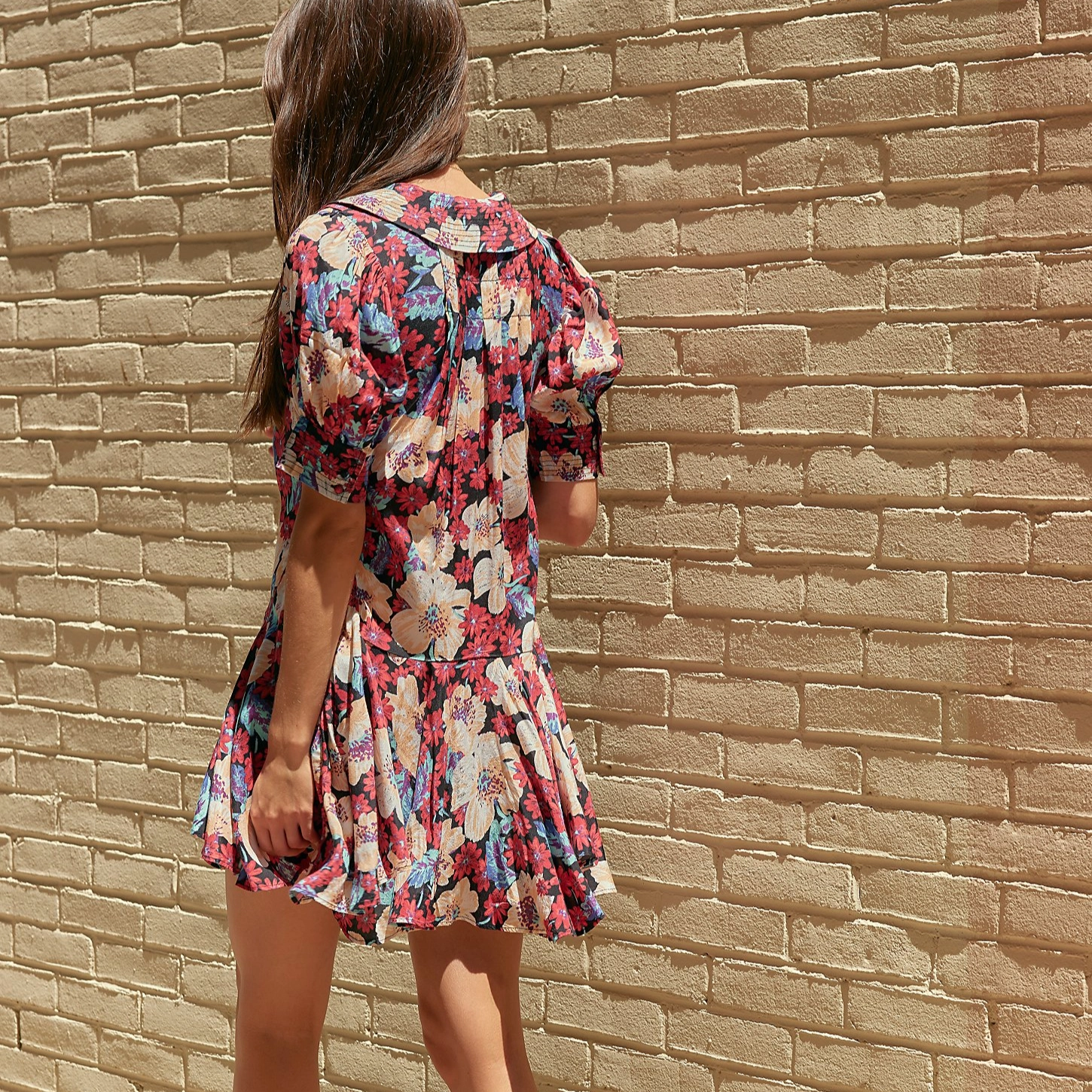 FREE PEOPLE Sugar Crush Mini Dress V Black Combo