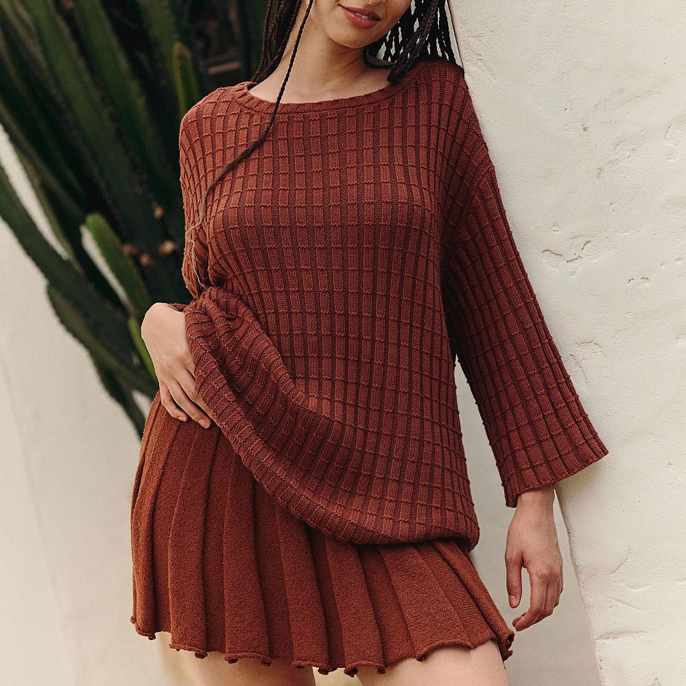 FREE PEOPLE Kenzie Sweater Set Brownstone