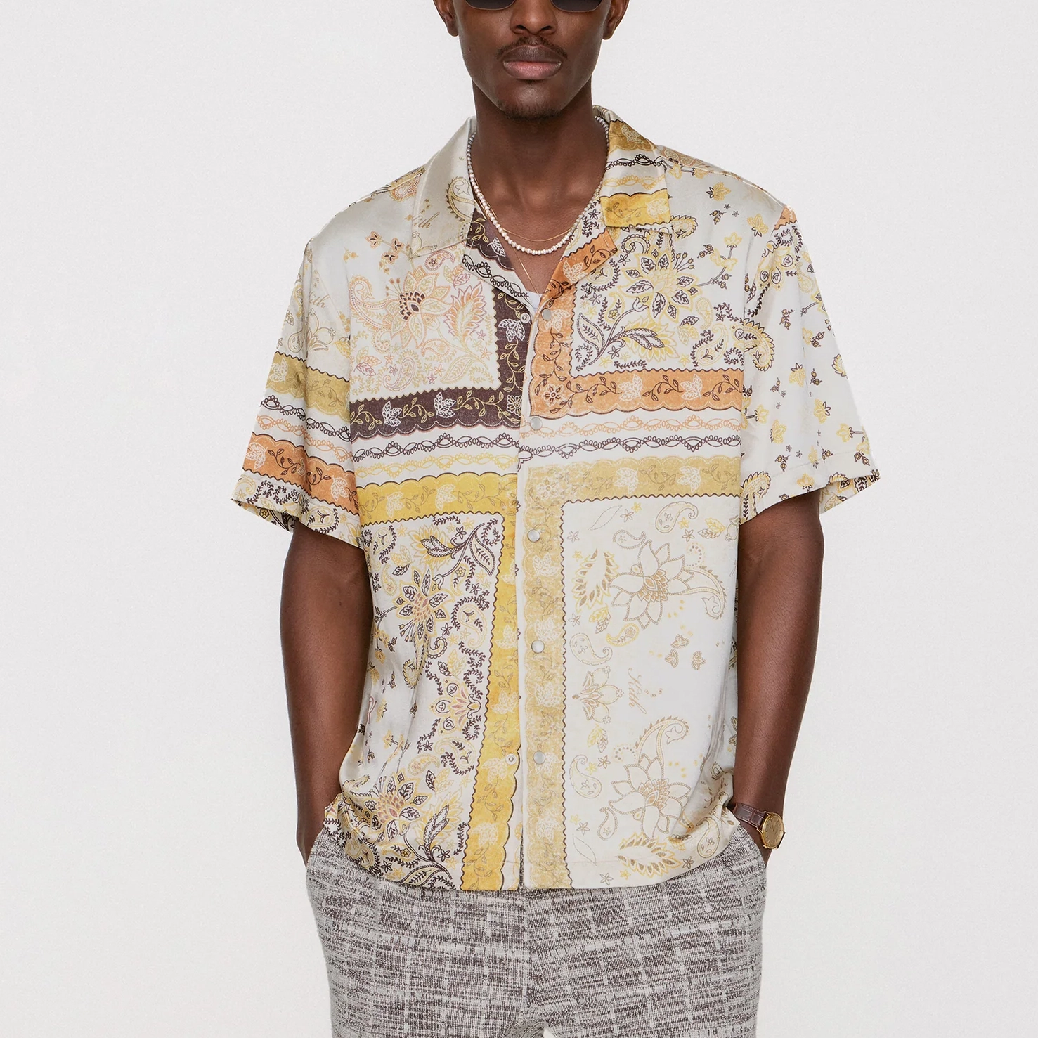 KITH SS25 Panelled Bandana Thompson Camp Collar