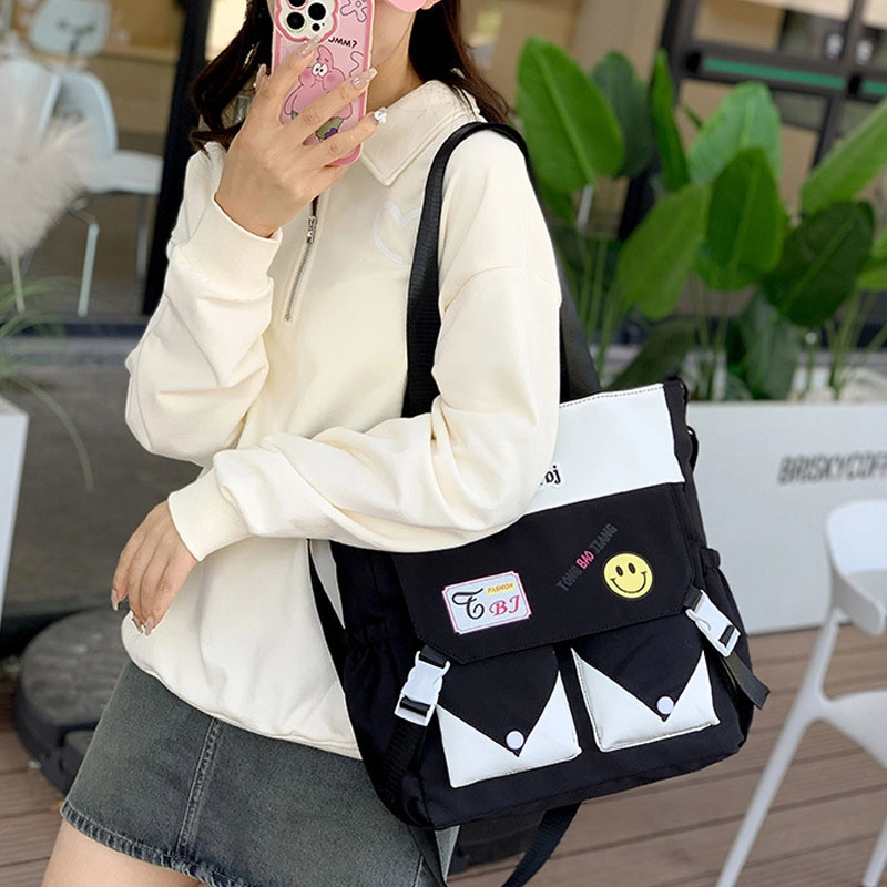 泰克森 大容量小清新撞色 尼龙 单肩斜挎包 中号 男女同款情侣款 粉色/米黄色/绿色/黑色/紫色