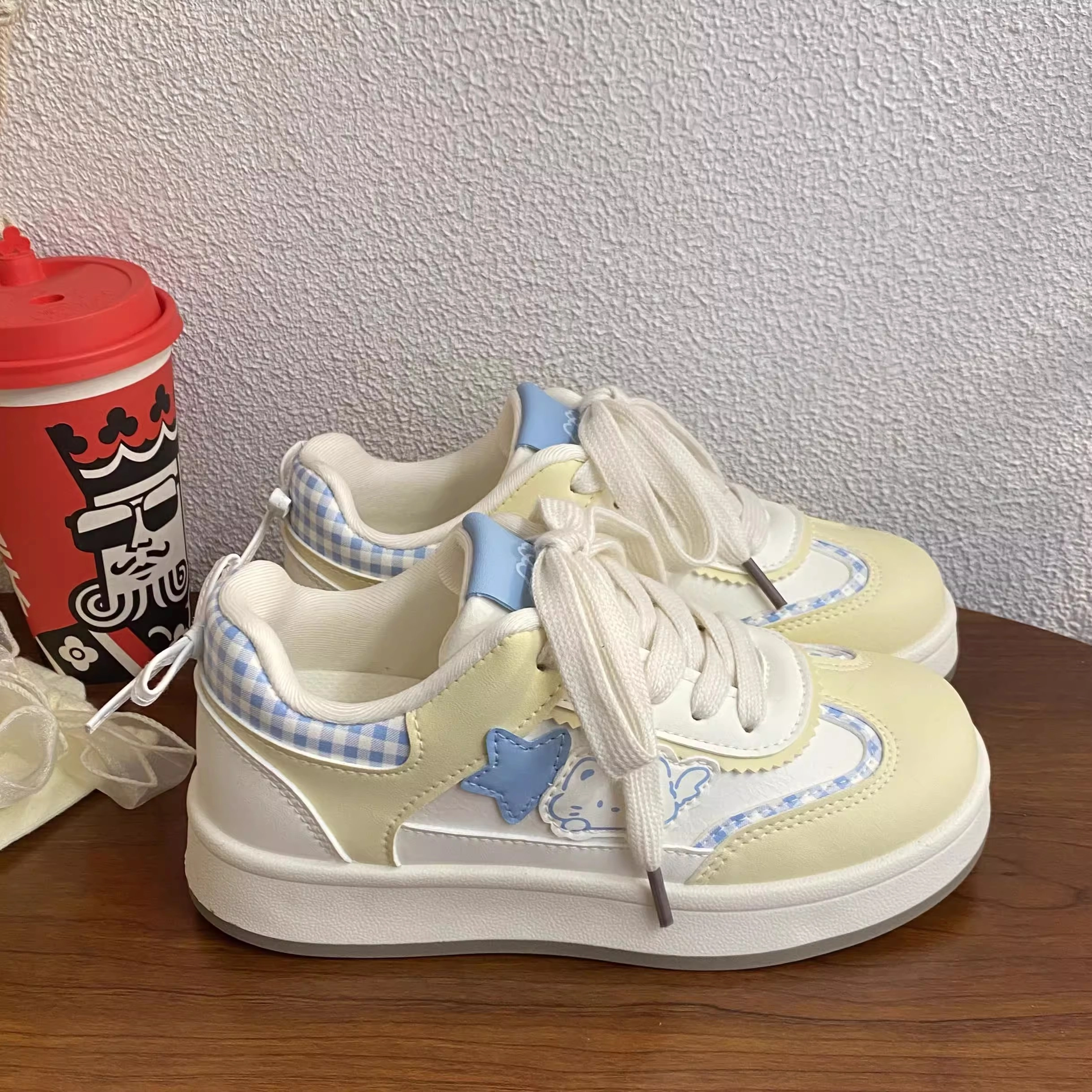 韩系可爱百搭厚底时尚面包 低帮 板鞋 女