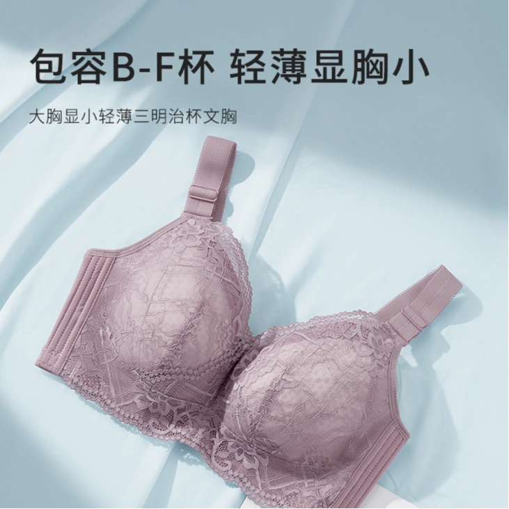 都市丽人 轻薄大胸显小蕾丝无钢圈上托蜂窝透气内衣文胸 女款