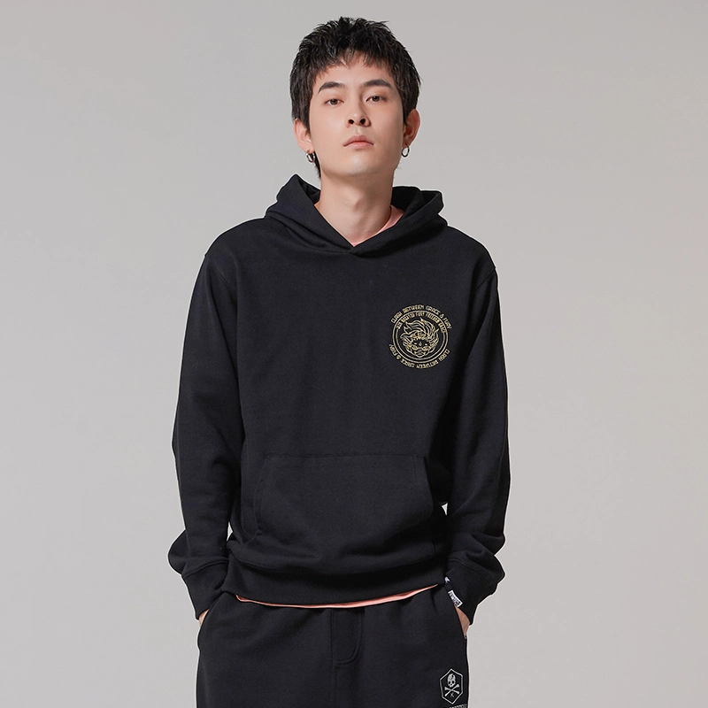 鬼洗 地藏特工织带套头加绒卫衣 男款 黑色