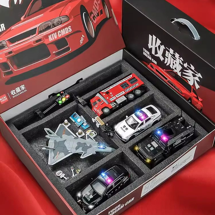 卡威 警车玩具套装 合金特警察车 成品模型