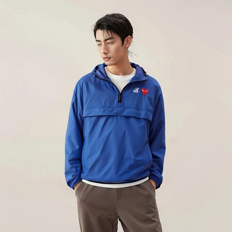 CDG Play x K-Way Half Zip Jacket Blue