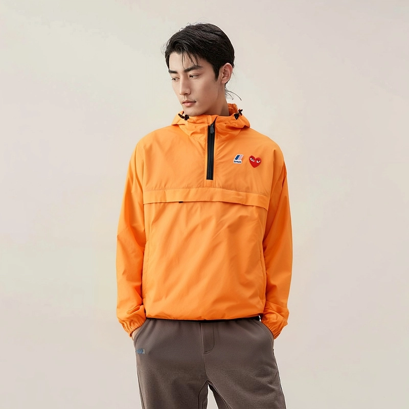 CDG Play x K-Way Half Zip Jacket Orange