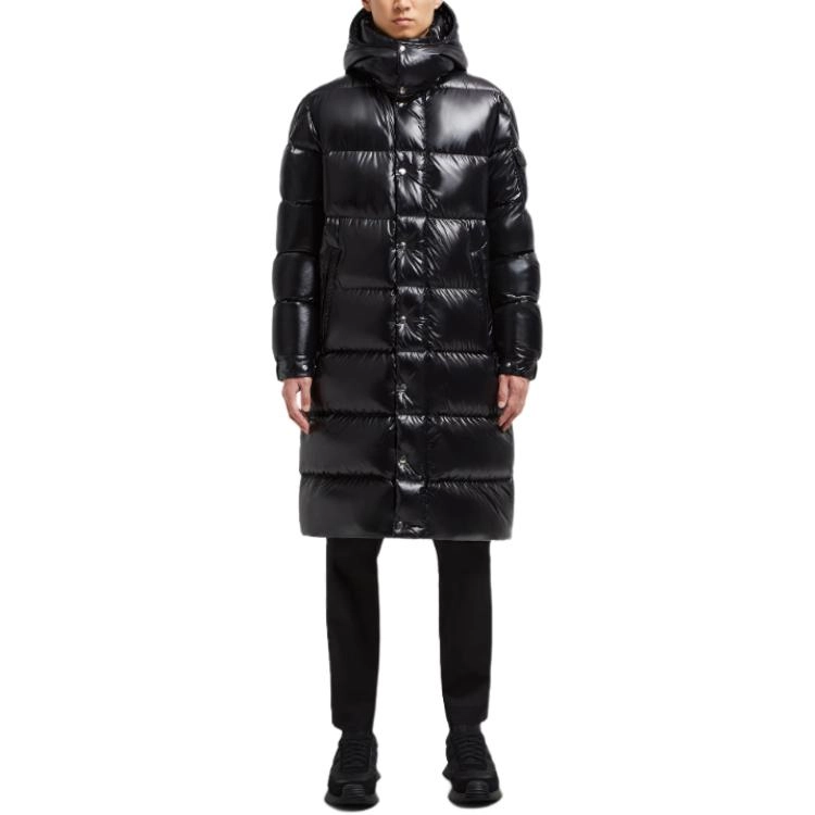 Moncler Hanoverian Hooded Square-Quilted Long Down Jacket