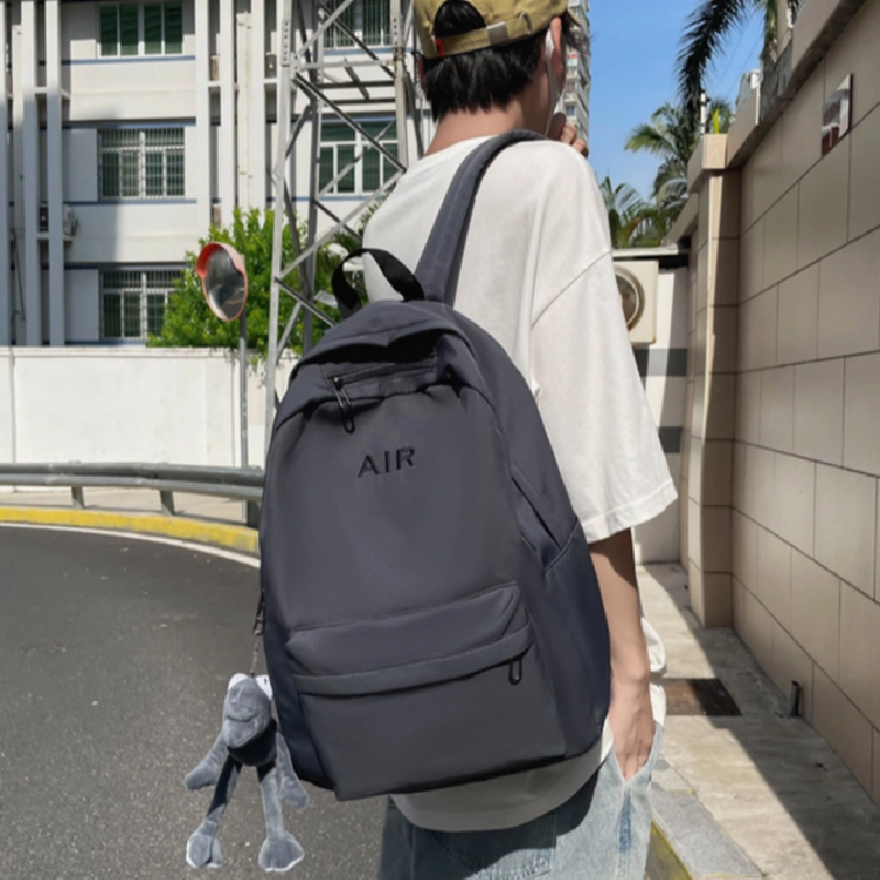 简约时尚休闲刺绣字母初中高中学生大容量通勤 尼龙 双肩包 男女同款情侣款 多色
