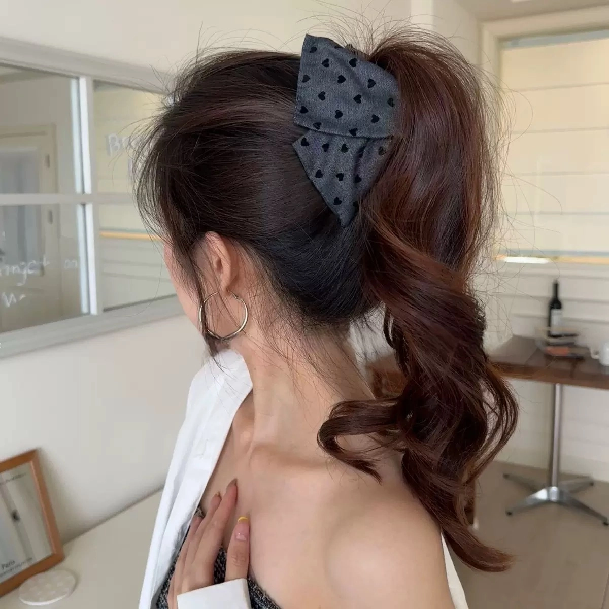 希铃 韩系牛仔风 爱心高级感三角抓夹 布艺 发夹 女款