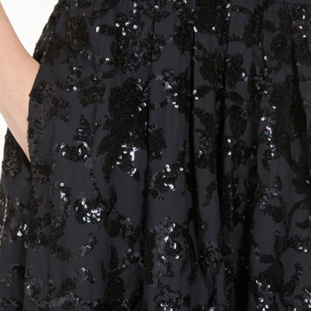 WEEKEND MaxMara Nome Wide Cotton Skirt With Sequins