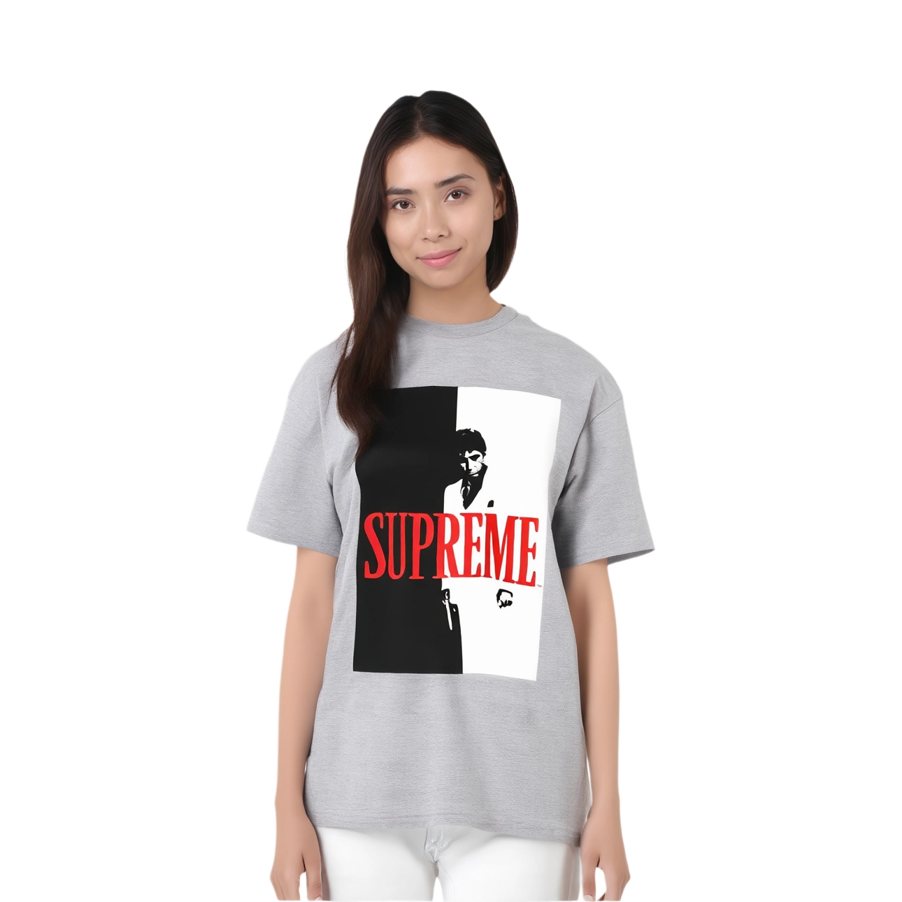 Supreme FW17 x Scarface Split Tee Heather Grey T