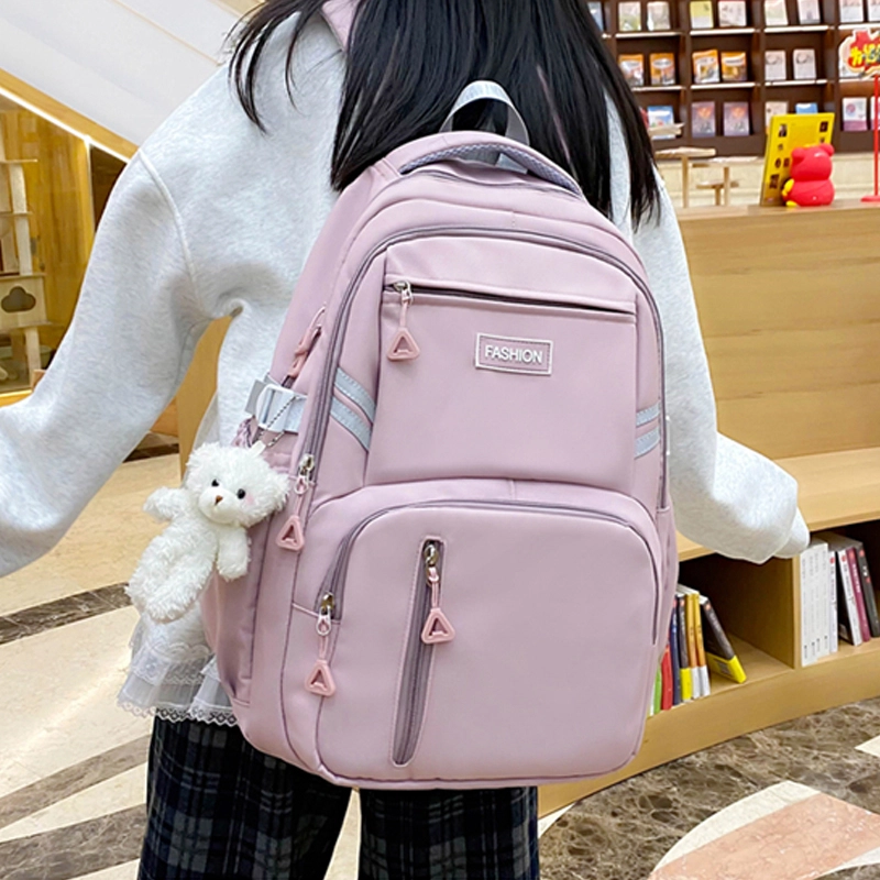 泰克森 简约大容量背包出行 尼龙 双肩包 常规 男女同款情侣款 黑色/紫色/绿色/蓝色/粉色