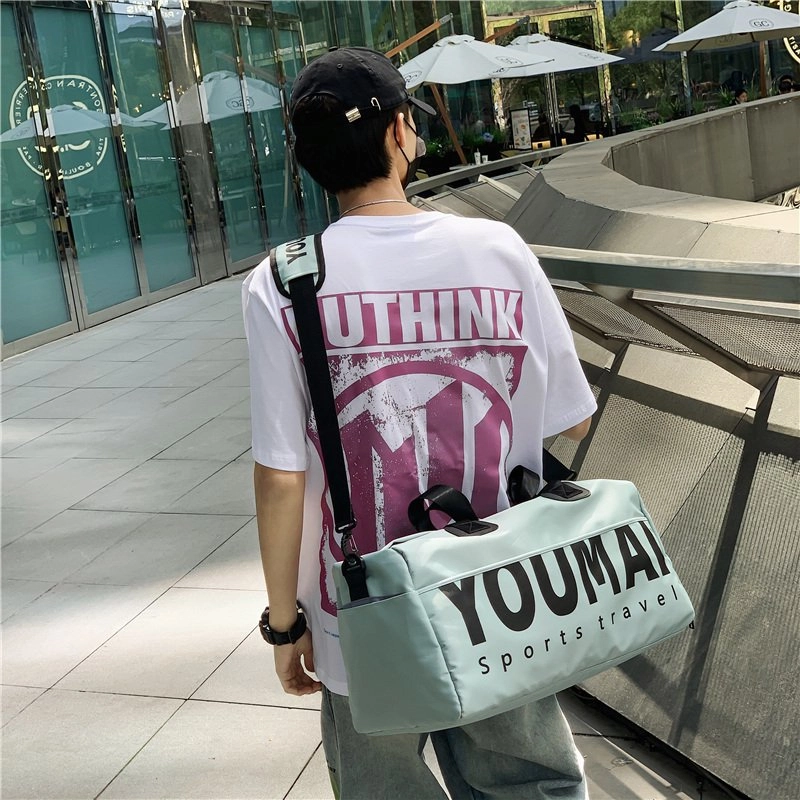 行途 短途旅行包大容量出差旅游便携包手提行李包干湿分离潮 尼龙 健身包 中号 男女同款情侣款 粉色/红色/绿色/卡其色/黑色