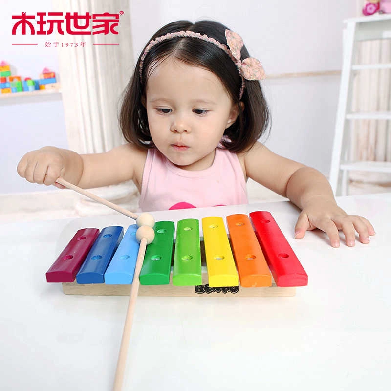 木玩世家 比好八色八音敲琴 木制 启蒙音乐 缤纷彩虹色 早教益智玩具