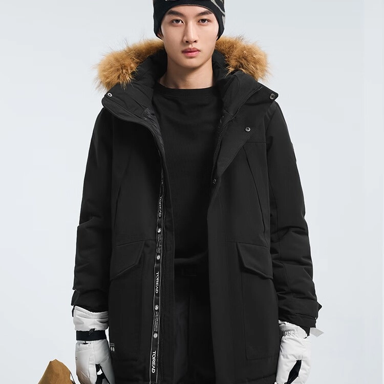 探路者 耐磨保暖防风羽绒服 男款 黑色