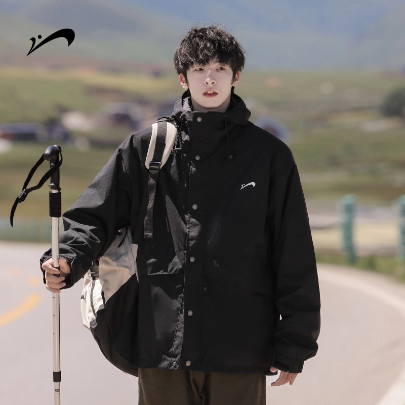 贵人鸟  旅行户外系列 宽松舒适三合一  防风防水冲锋衣 男款 幻影黑