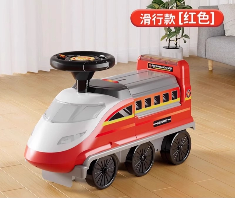 贝贝家 双造型高铁童车可坐人  灯光音效 圆角宽椅 方向盘 四轮车 玩具