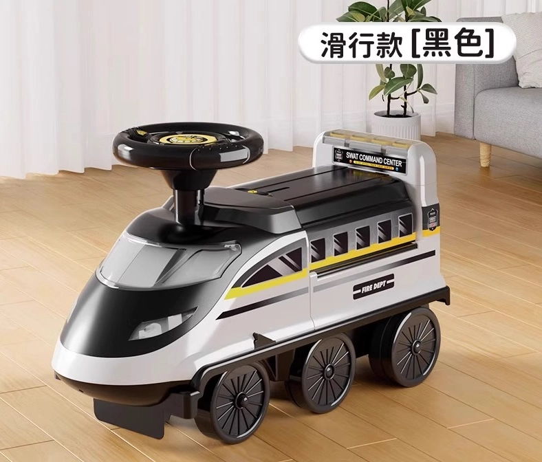 贝贝家 双造型高铁童车可坐人  灯光音效 圆角宽椅 方向盘 四轮车 玩具