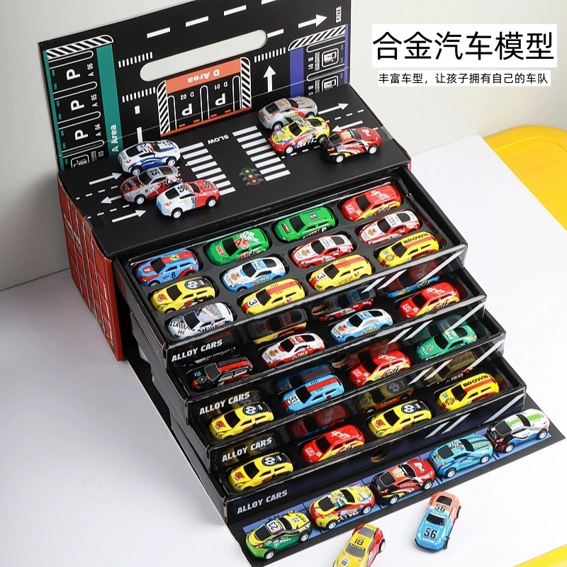 喜顽童 集库玩具车赛车小桥车停车场模拟车库 成品模型
