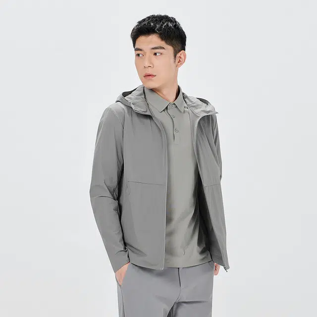 利郎 轻薄商务休闲连帽纯色空调服皮肤衣夹克外套 男款