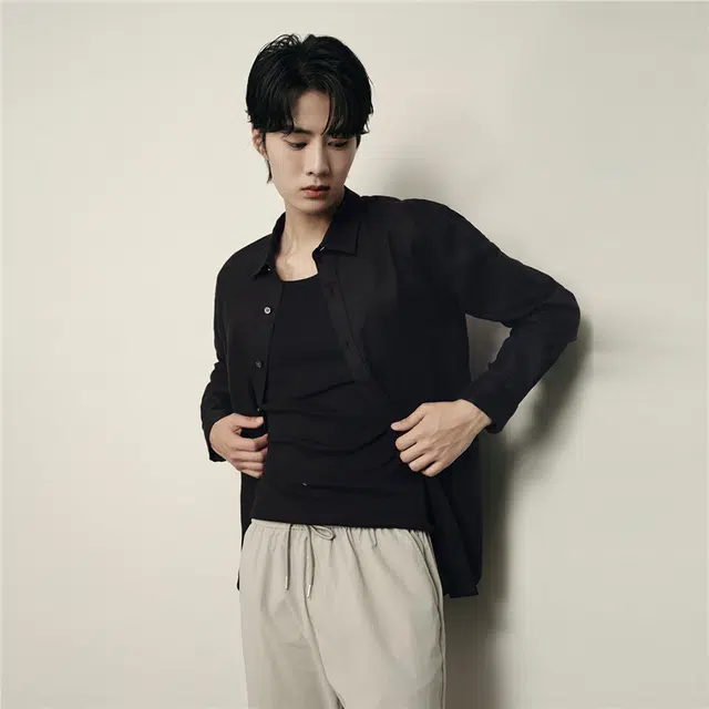 佐丹奴 韩国款天然亚麻梭织休闲长袖衬衫 男款
