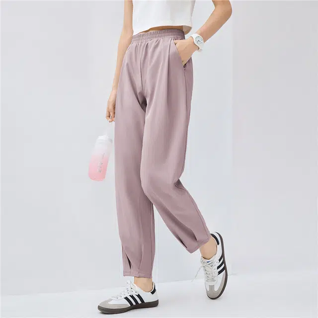 佐丹奴 四面弹梭织压褶薄九分裤休闲裤 女款