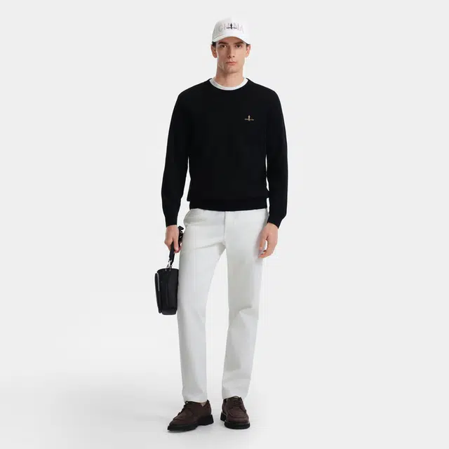 比音勒芬 静默复古老钱风穿搭舒适百搭时尚大气气质都市质感基础秋冬休闲简约亲肤柔软百搭圆领毛衣 男款