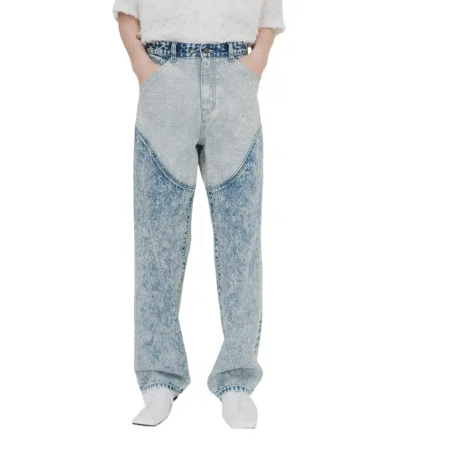 BESLOW STUDED WESTERN JEAN ACID WASHED