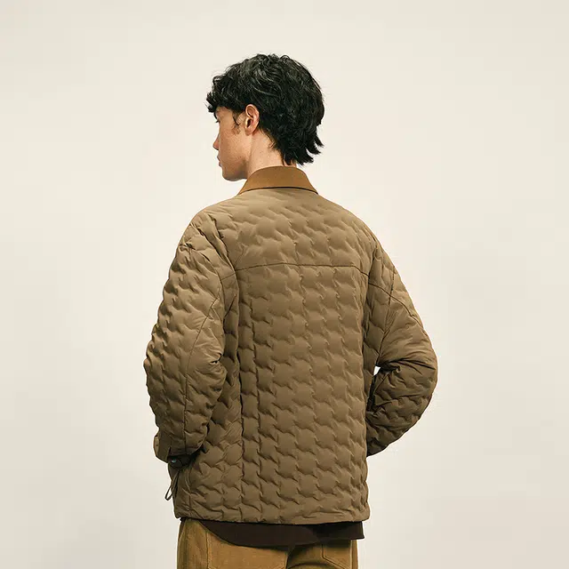 速写 秋休闲衬衫领时尚拼接羽绒服 男款