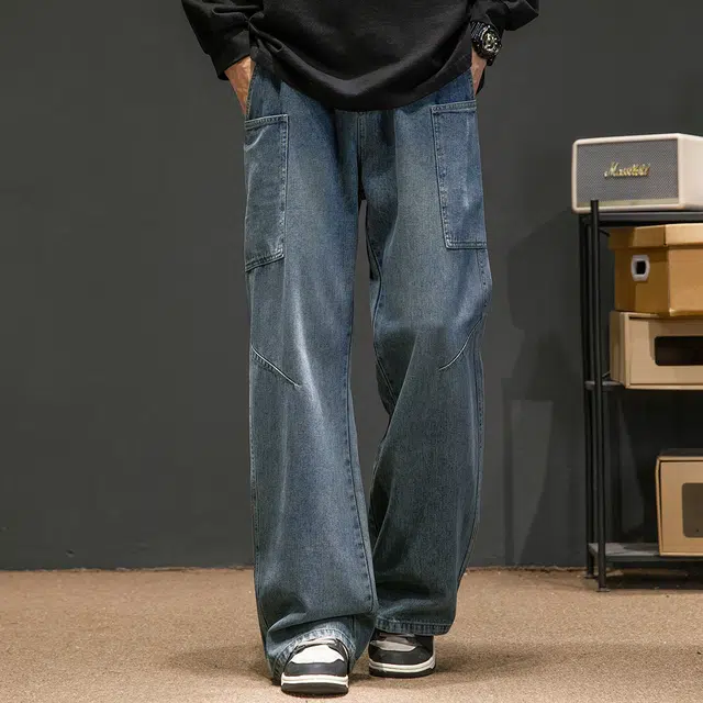 金盾 秋季高街裤子长裤潮牌美式牛仔裤 男款