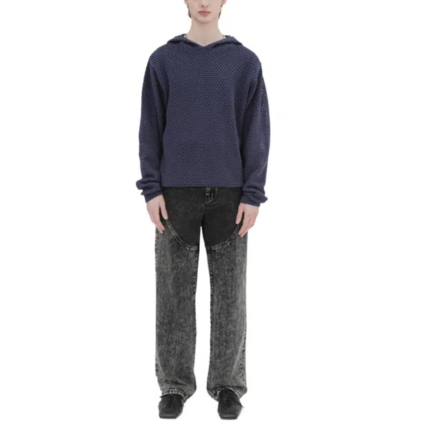 BESLOW PUNCHING NET HOODED KNIT