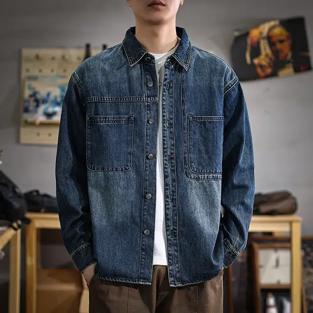 遨宇 美式复古经典休闲工装牛仔外套 男款