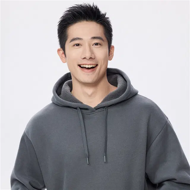 佐丹奴 加绒连帽袋鼠兜套头针织卫衣 男款