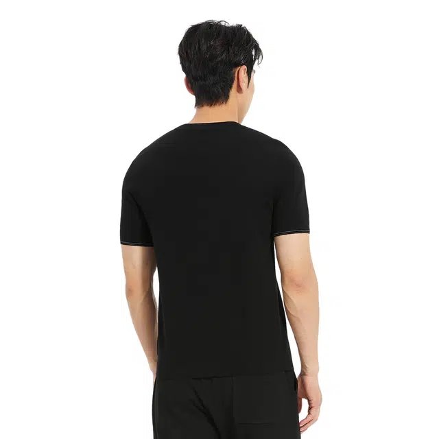 利郎 都市休闲保暖绵羊毛短袖打底衫圆领纯色简约毛衣 男款