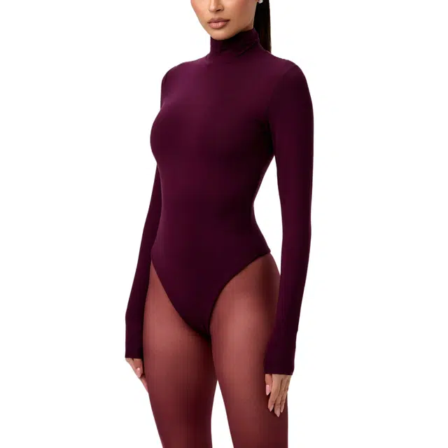 NAKED WARDROBE Butter Turtleneck Contour Bodysuit