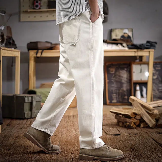 遨宇 美式经典复古潮流潮牌极简风百搭户外痞帅工装宽松大码直筒裤牛仔裤 男款