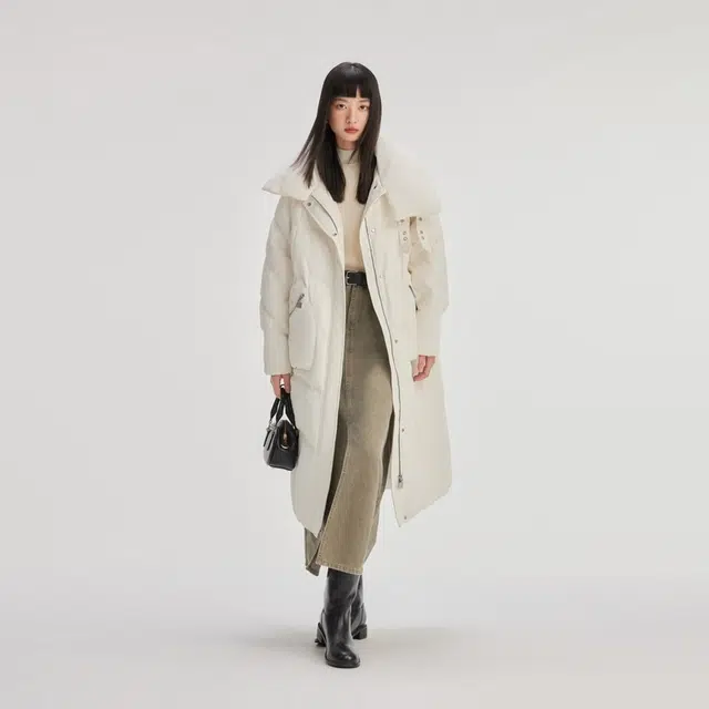 艾莱依 金属装饰时尚造型防风保暖羽绒服 女款