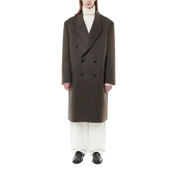 BESLOW 23FW OVERSIZED CASHMERE DOUBLE BREASTED COAT MELANGE