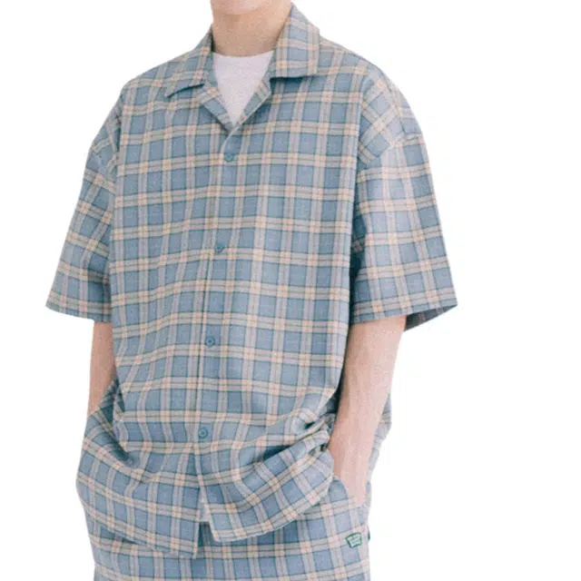 BESLOW SLOWBOY CHECK PAJAMAS HALF SHIRT
