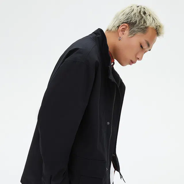 美特斯邦威 休闲立领工装宽松长袖夹克外套 男款