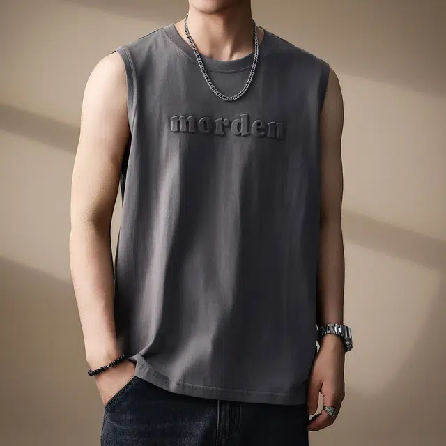 贵色 高街坎肩复古透气舒适字母钢印无袖背心 男女同款