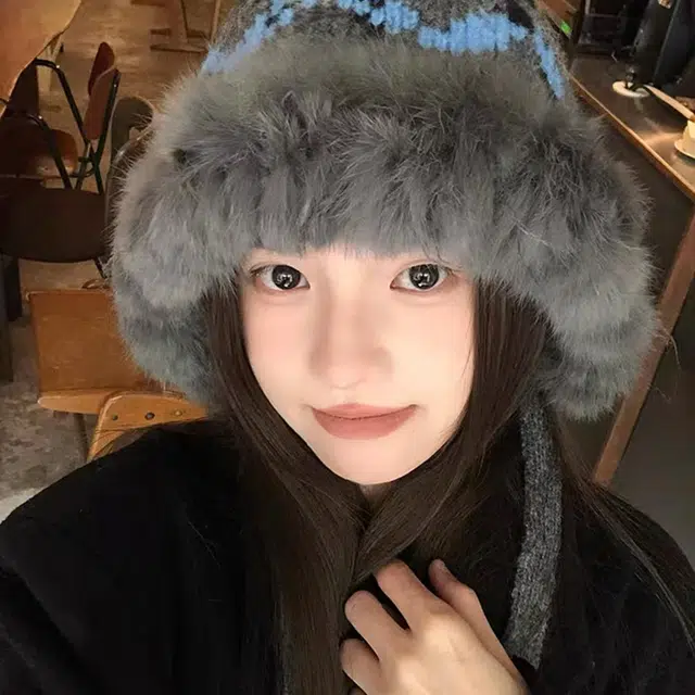 恩僾德 费尔岛风羊毛针织毛线女小众高颜值秋冬季保暖时尚复古护显脸小耳雷锋帽提花围巾 腈纶 绒线帽 男女同款情侣款