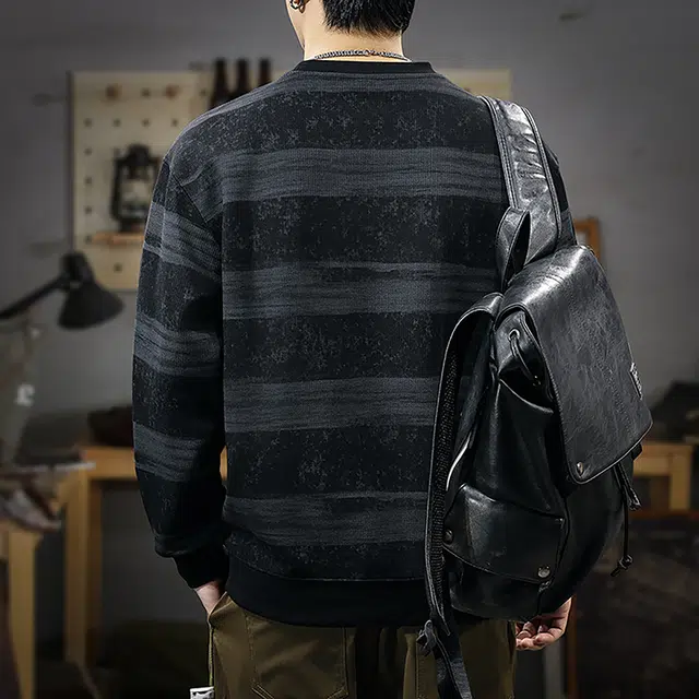 遨宇 美式经典复古潮牌嘻哈街头圆领长袖卫衣 男款