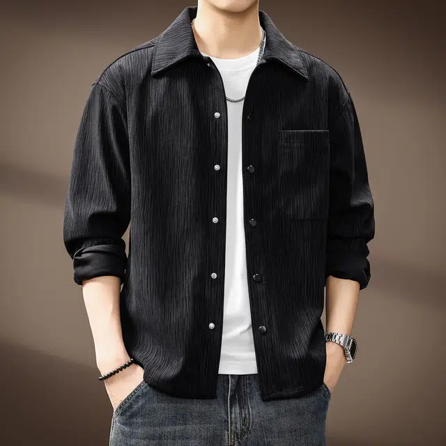 贵色 高端美式复古潮流长袖痞帅休闲工装翻领衬衫 男女同款