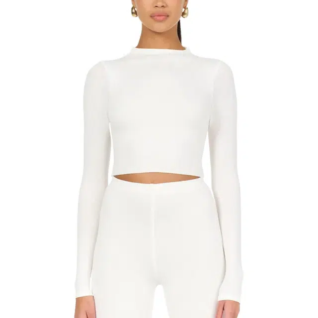 NAKED WARDROBE Mock Neck Crop Top NW