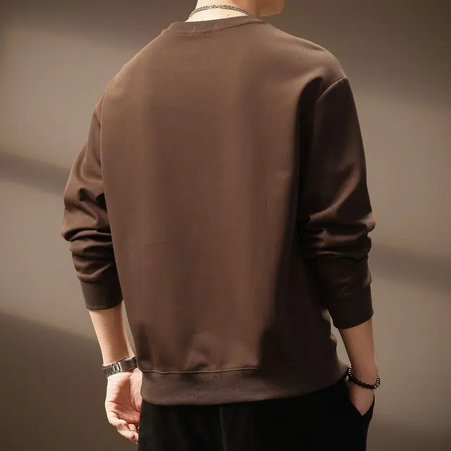 贵色 美式复古青少年学院风简约印花长袖时尚潮流百搭立体裁剪设计圆领休闲打底卫衣 男女同款