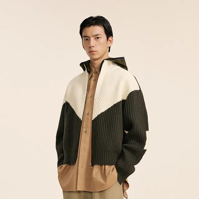 速写 冬季长袖毛衫连帽休闲保暖毛衣 男款